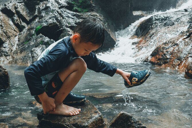 Secluded Waterfall Adventure - The lower level: big falls, a shallow pool, and rainbow potential